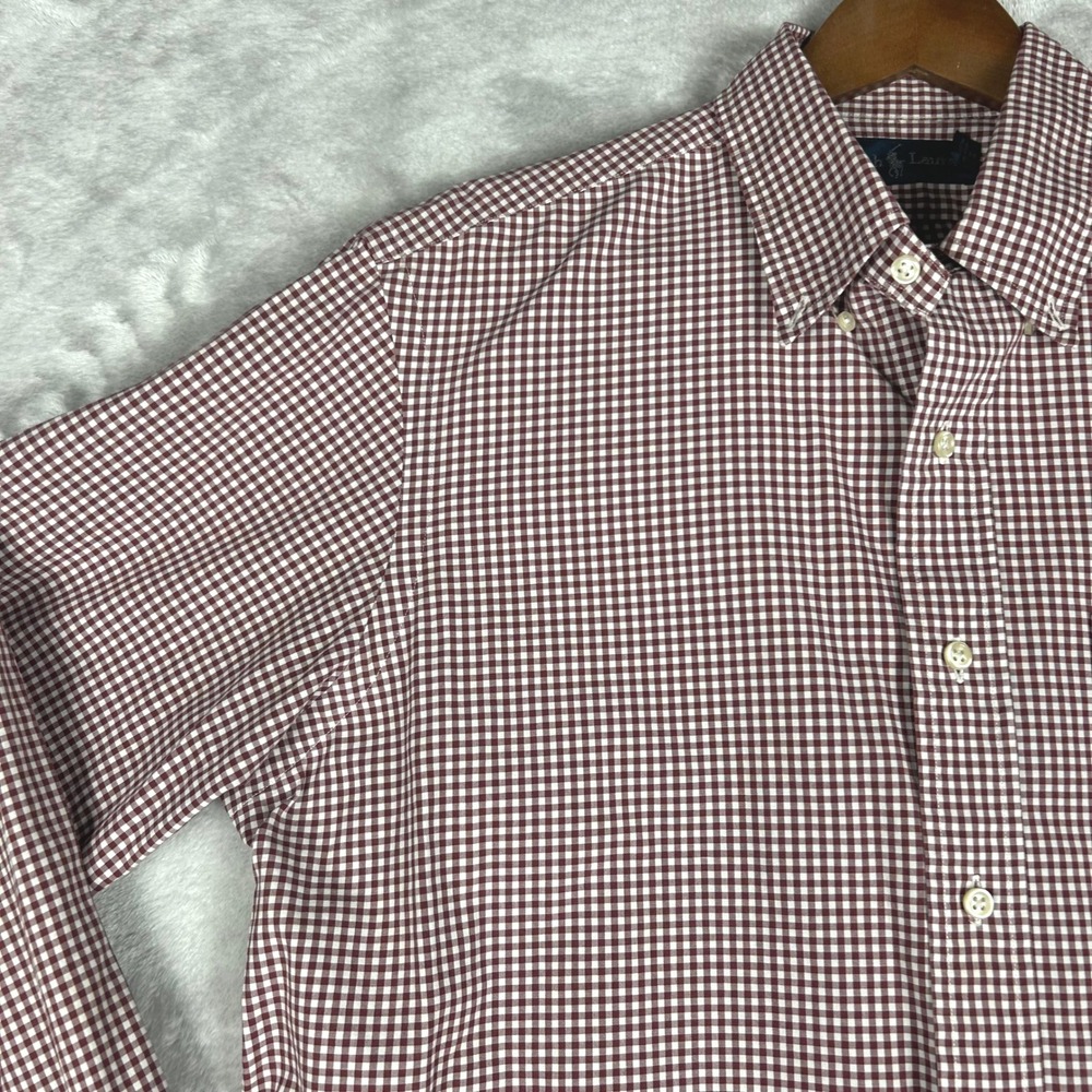 Ralph Lauren Men's Gingham Check‎ Button Down Shirt Long Sleeve Casual Top Large